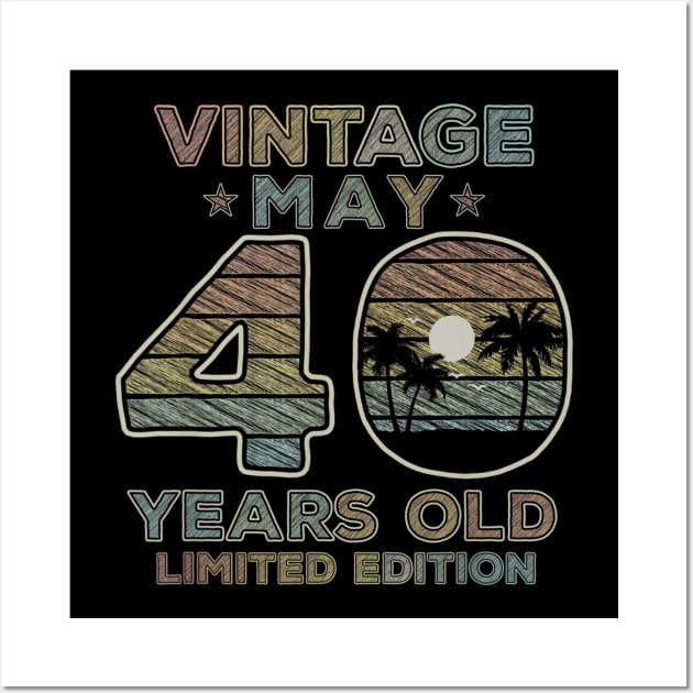 40th Birthday Gift Vintage May 1980 Forty Years Old Wall Art by bummersempre66